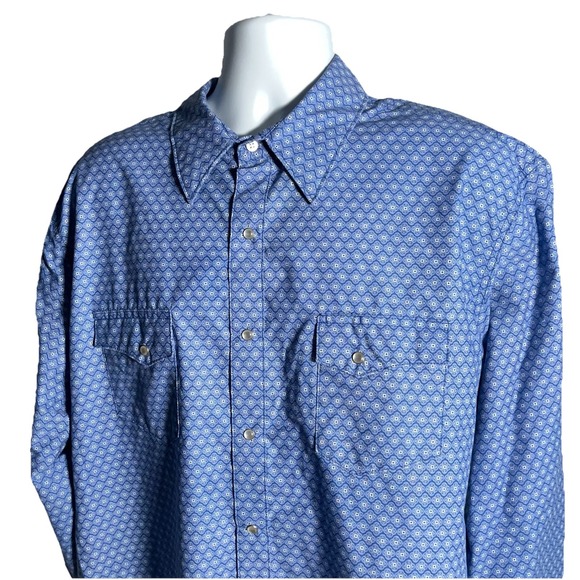 Wrangler Rancher Western Pearl Snap Shirt Mens XXL Blue Cowboy Yellowstone Rodeo - Picture 3 of 7